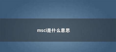 msci是什么意思(股票的msci是啥意思)
