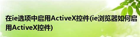 如何启用activex控件(activex控件设置为启用)