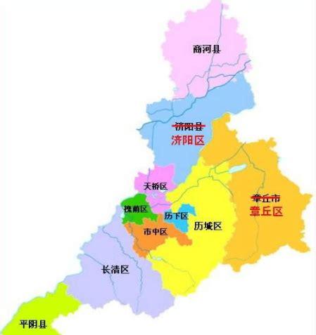 济南几个区的分布图(济南市区划分详细地图)